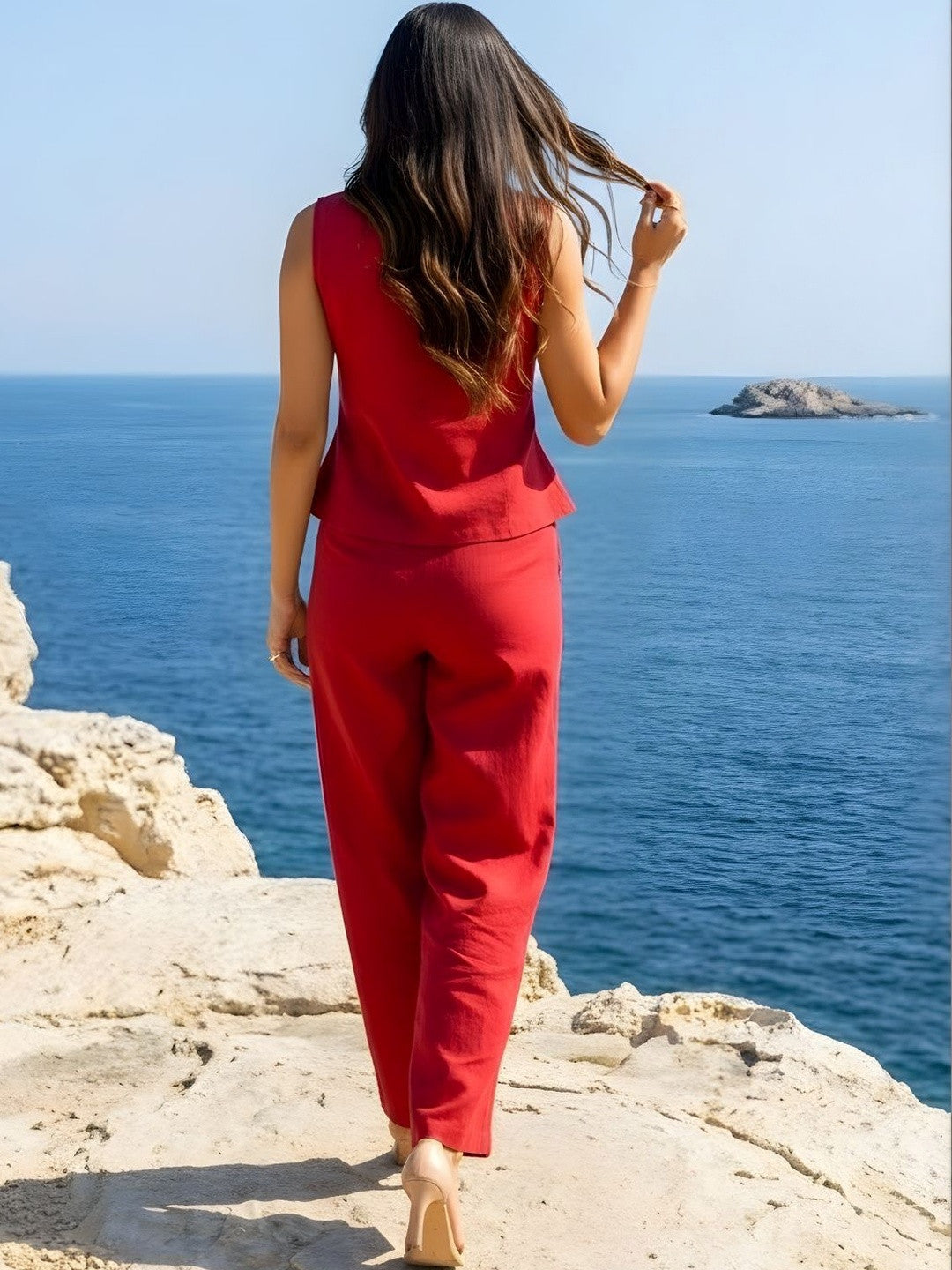 Dora Dori Cotton Solid Top with Trousers